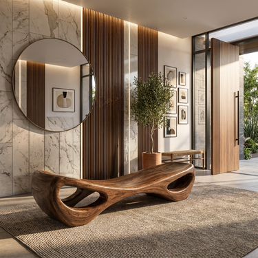Organic Sculptural Entryway Bench For Luxury Entryway Decor