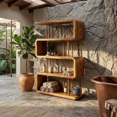 Modern Wooden Display Shelf For Spa Decor