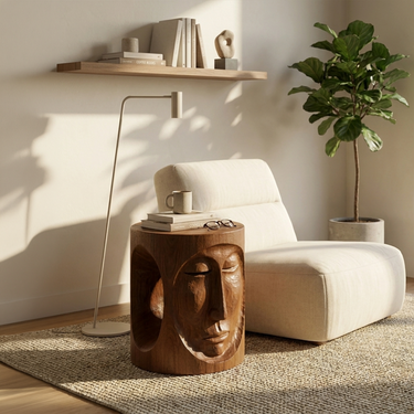 Mid Century Sculptural End Table For Bedroom