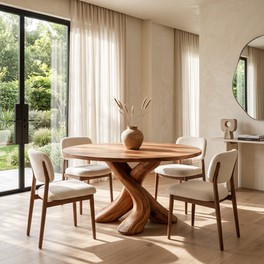 Modern Round Dining Table With Unique Base For Open Dining Space
