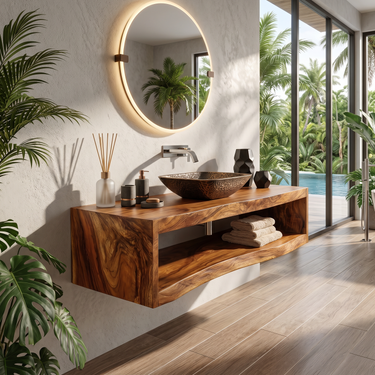Contemporary Wood Bathroom Cabinet Tropical Villa
