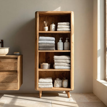 Handcrafted Wooden Open-system Bathroom Cabinet For Spa Decor