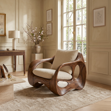 Parisian Luxury Sculptural Accent Chair Elegant Balcony
