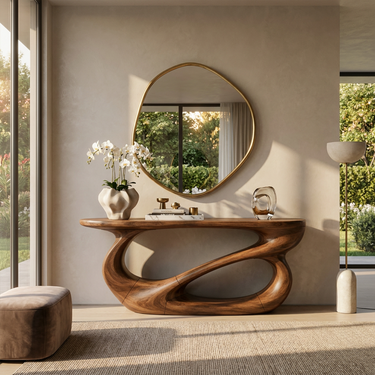 Mid Century Entryway Console Table For Living Room