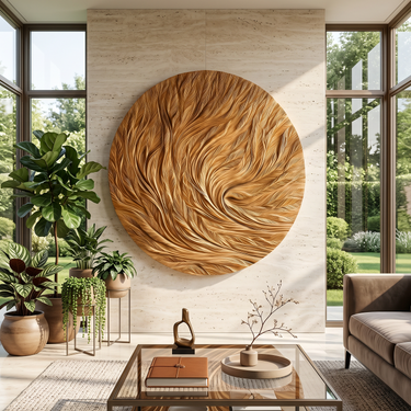 Organic Wall Art With Flowing Wood Texture For Living Room