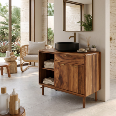 Minimalist Wood Bathroom Vanity For Contemporary Bath