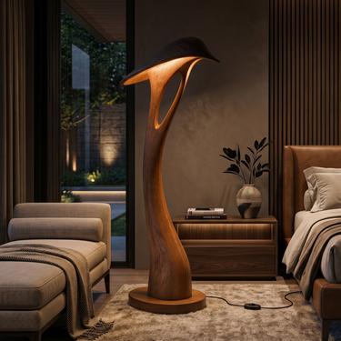 Organic Leaf Curve Floor Lamp For Reading Nook