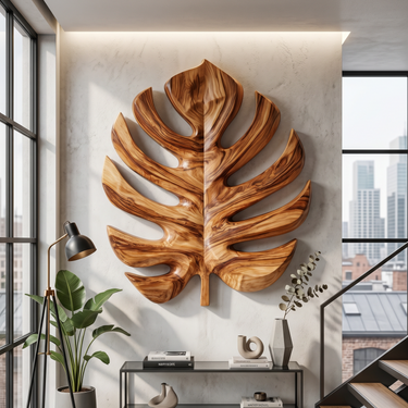 Organic Monstera Leaf Wall Art For Living Room