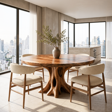 Contemporary Round Dining Table Inspired Tree Pedestal For Luxury Dining