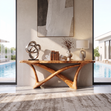 Contemporary Sculptural Console Table For Living Room Entryway