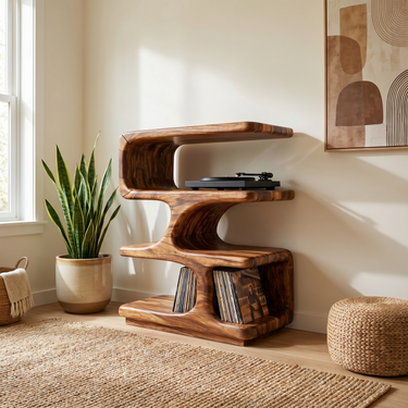 Organic Modern Vinyl Record Stand For Listening Room