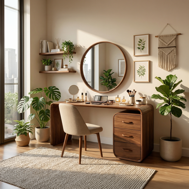 Japandi Vanity Table Walk In Closet Makeup Area Dressing Space