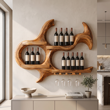 Organic Wall Mounted Wine Rack For Kitchen