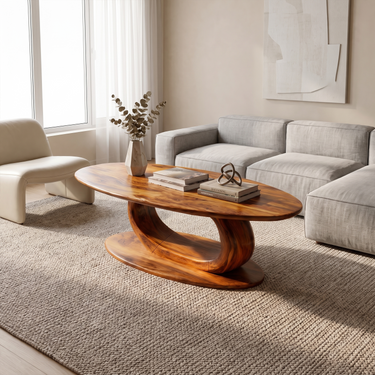 Organic Modern Oval Coffee Table For Living Room
