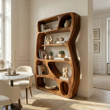 Scandinavian Sculptural Bookshelf Storage Organizer For Living Room