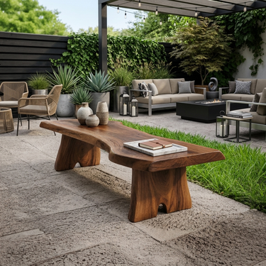 Minimalist Live Edge Outdoor Bench For Entryway Or Patio