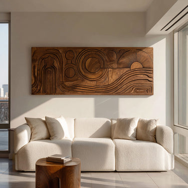 Mid Century Abstract Wood Wall Art For Living Room