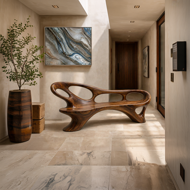 Modern Entryway Bench With Continuous Curved Structure For Modern Living