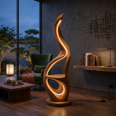 Contemporary Ring Lamp With Table For Lounge