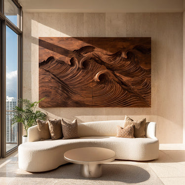 Quiet Luxury Ocean Wave Wood Wall Art For Living Room