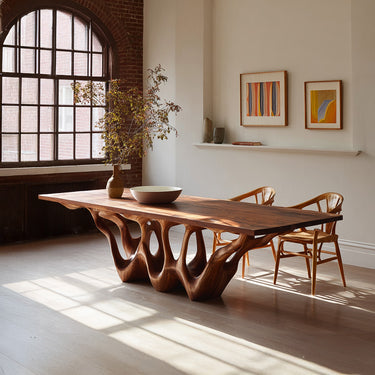 Organic Wooden Dining Table With Sculptural Root Base For Dining Room