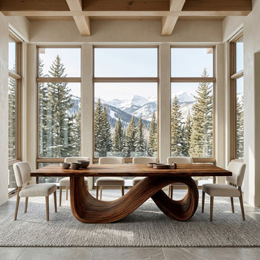 Modern Dining Table With Infinity Curve Base For Luxury Dining