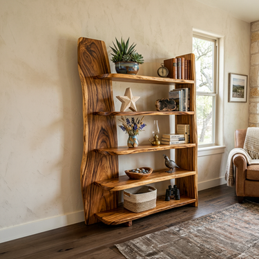 Handcrafted Wooden Bookshelf For Living Room Interior