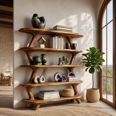 Modern Wooden Bookshelf With Storage Function For Living Room