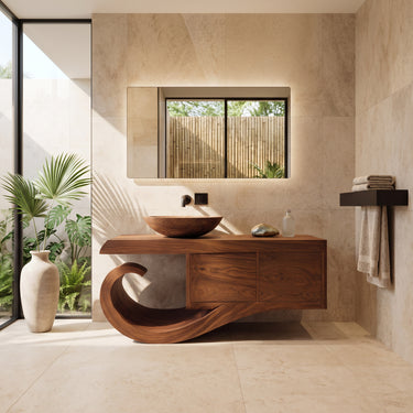 Contemporary Wooden Bathroom Vanity With Storage For Bathroom