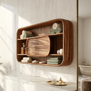 Contemporary Rounded Bathroom Cabinet Luxury Suite