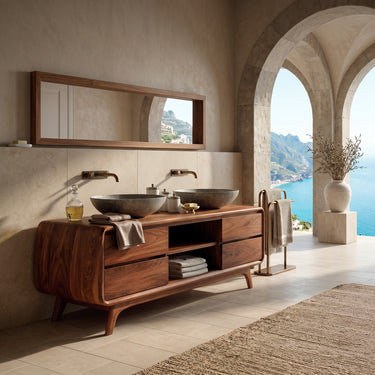 Organic Bathroom Vanity With Drawers On Both Sides For Bathroom
