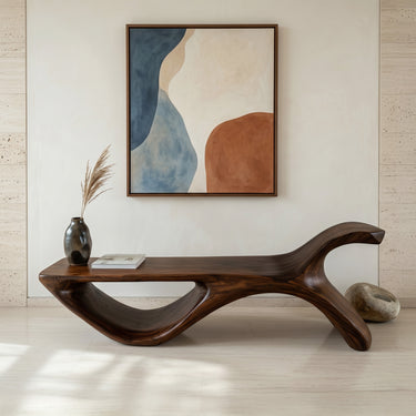 Contemporary Organic Natural Wood Bench For Hallway