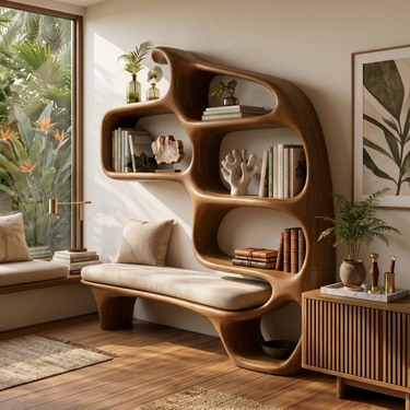 Modern Sculptural Bookshelf For Stylish Reading Space