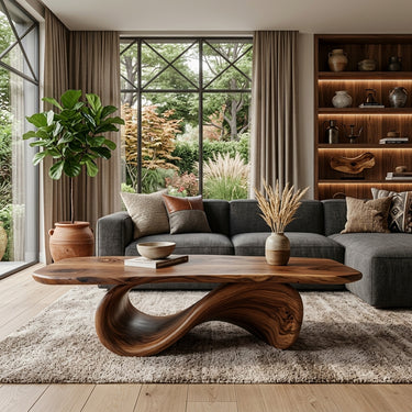 Modern Coffee Table With Organic Curved Base For Living Room