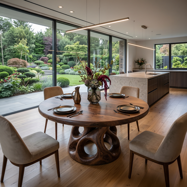 Sculptural Round Kitchen Table For Garden View Room