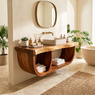 Organic Modern Double Sink Vanity Contemporary Residence