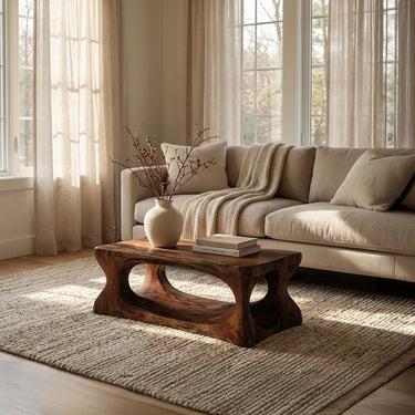 Organic Style Coffee Table Natural Wood For Living Room
