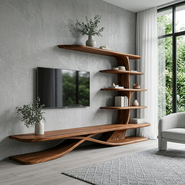 Contemporary TV Stand With Side Shelving For Living Room