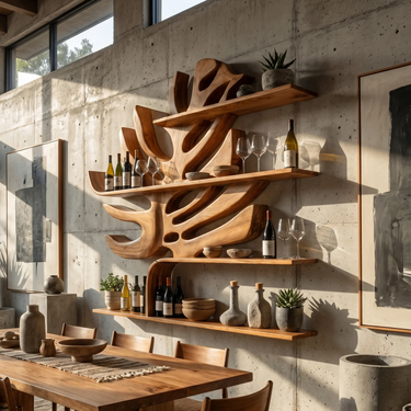 Handcrafted Wall Wine Holder For Dining Room Beverage Showcase