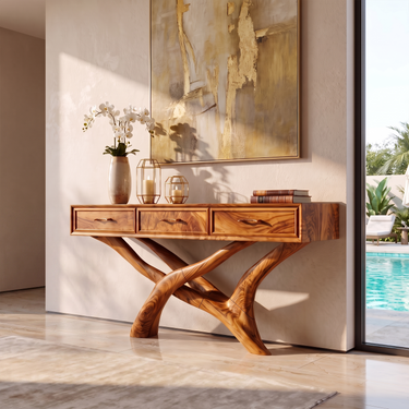 Sculptural Entryway Table For Luxury Living Room