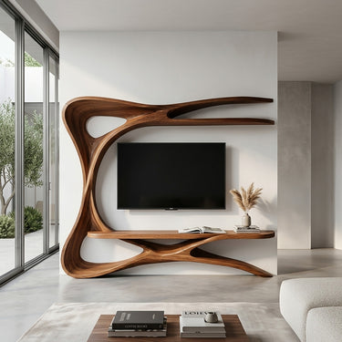 Organic TV Stand With Sculptural Frame For Living Room