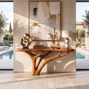 Modern Organic Console Table For Living Room Entryway
