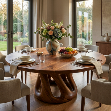 Modern Wooden Dining Table With Pedestal Base For Kitchen