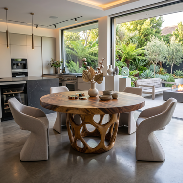 Modern Round Gathering Table For Garden View Room