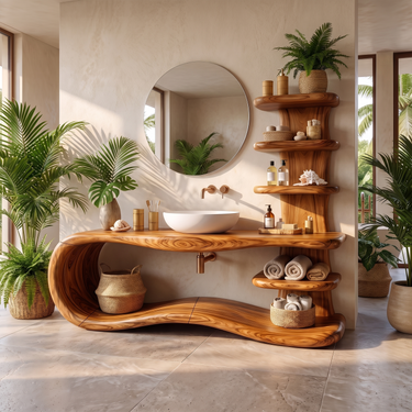 Japandi Bathroom Vanity Cabinet For Bathroom