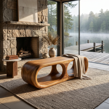 Japandi Wooden Bench Serene Entryway