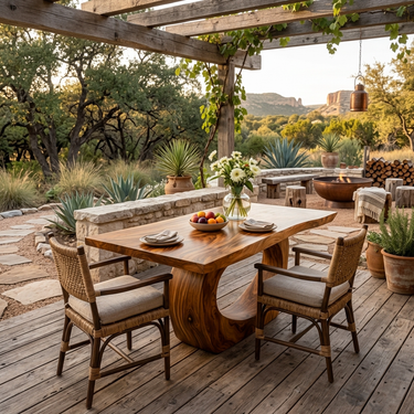 Modern Wooden Dining Table With Curved Base For Living Space