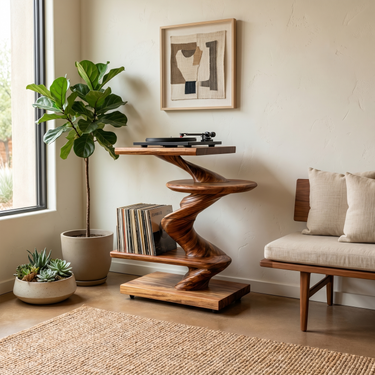 Organic Modern Record Player Stand For Lounge