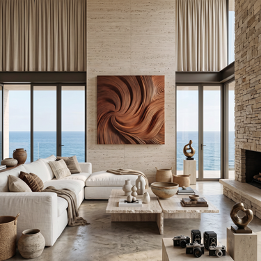 Modern Wall Art Panel With Wave Design For Living Room