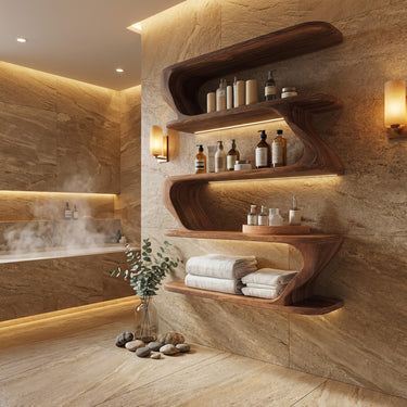 Contemporary Wood Wall Bathroom Shelf For Bathroom Decor